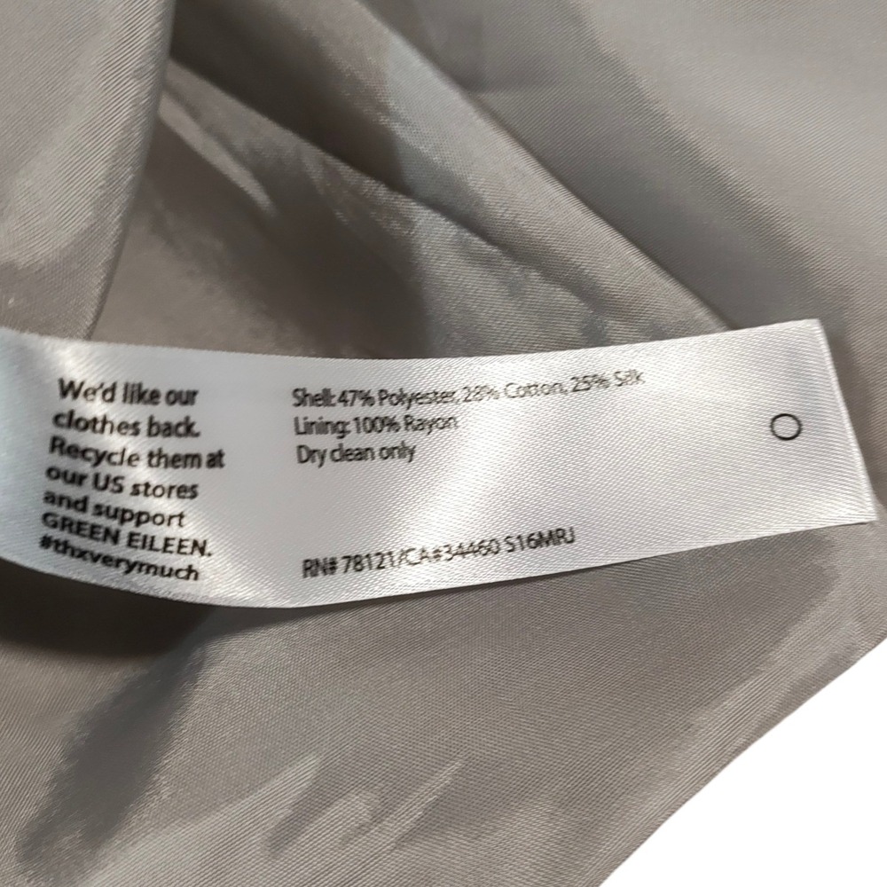 Eileen Fisher Silver Silk Blend Open Front Blazer Jacket Metallic Quiet Luxury S - Picture 9 of 9